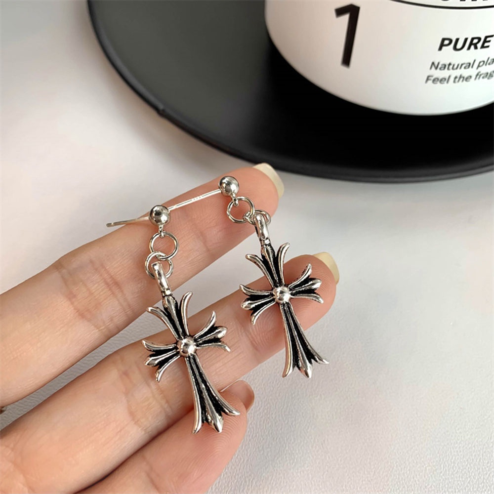 [COD Tangding] Gaya Punk Gothic Cross Drop Anting Kepribadian Gadis Keren Studs Earring Jewelry