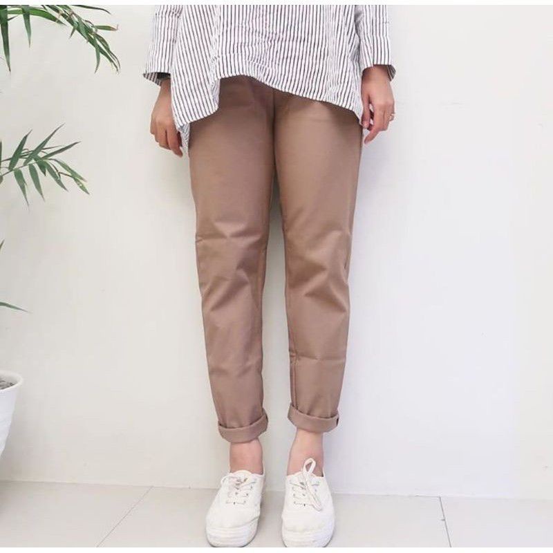 CELANA PANJANG POLOS DHEZHE//CELANA KERJA WANITA KATUN//BAGGY PANTS WANITA AMERICANDRILL