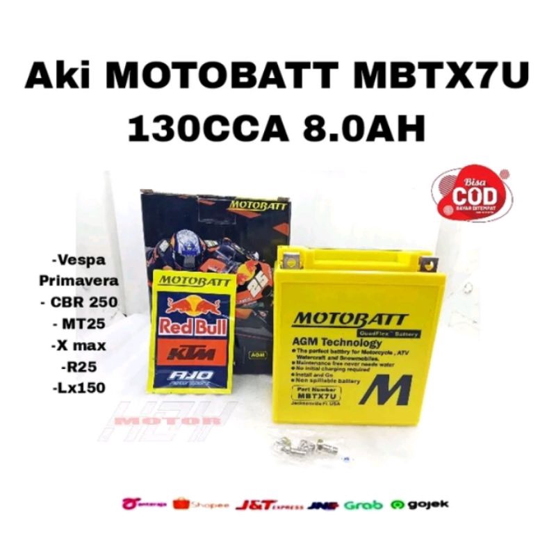 Jual Aki accu MOTOBATT MBTX7U 12v Motor CBR 250 MT25 Xmax R25 Lx150