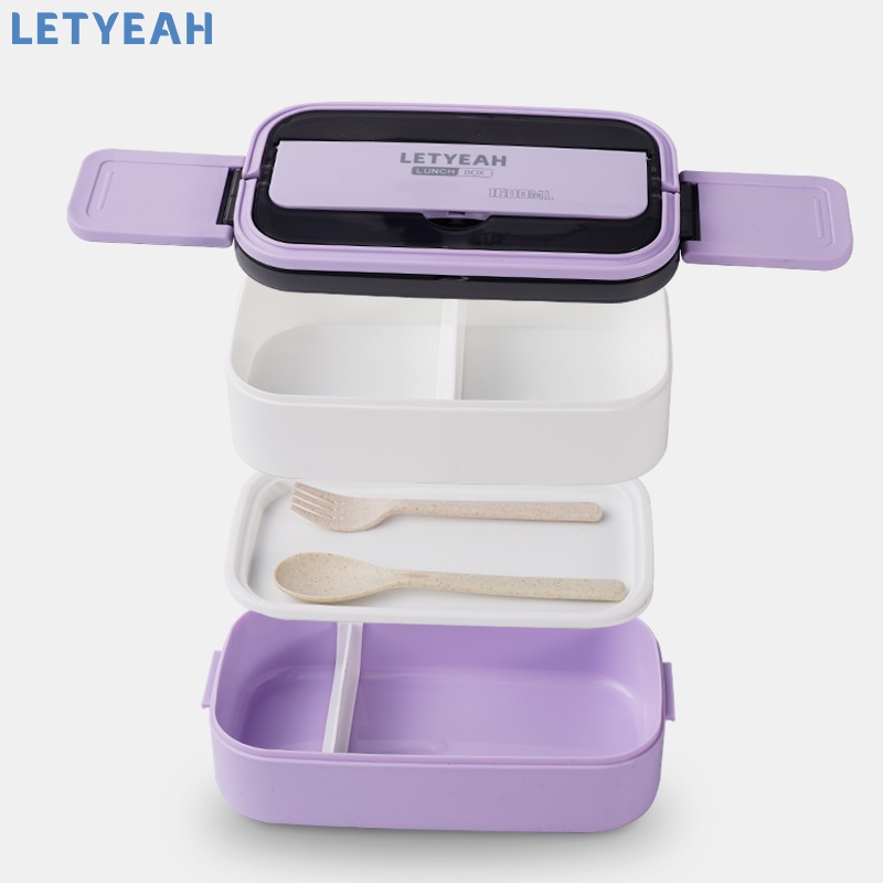 letyeah Lunch box 2 susun anti tumpah /1600ml tempat makan 2 tingkat/kotak makan bpa free