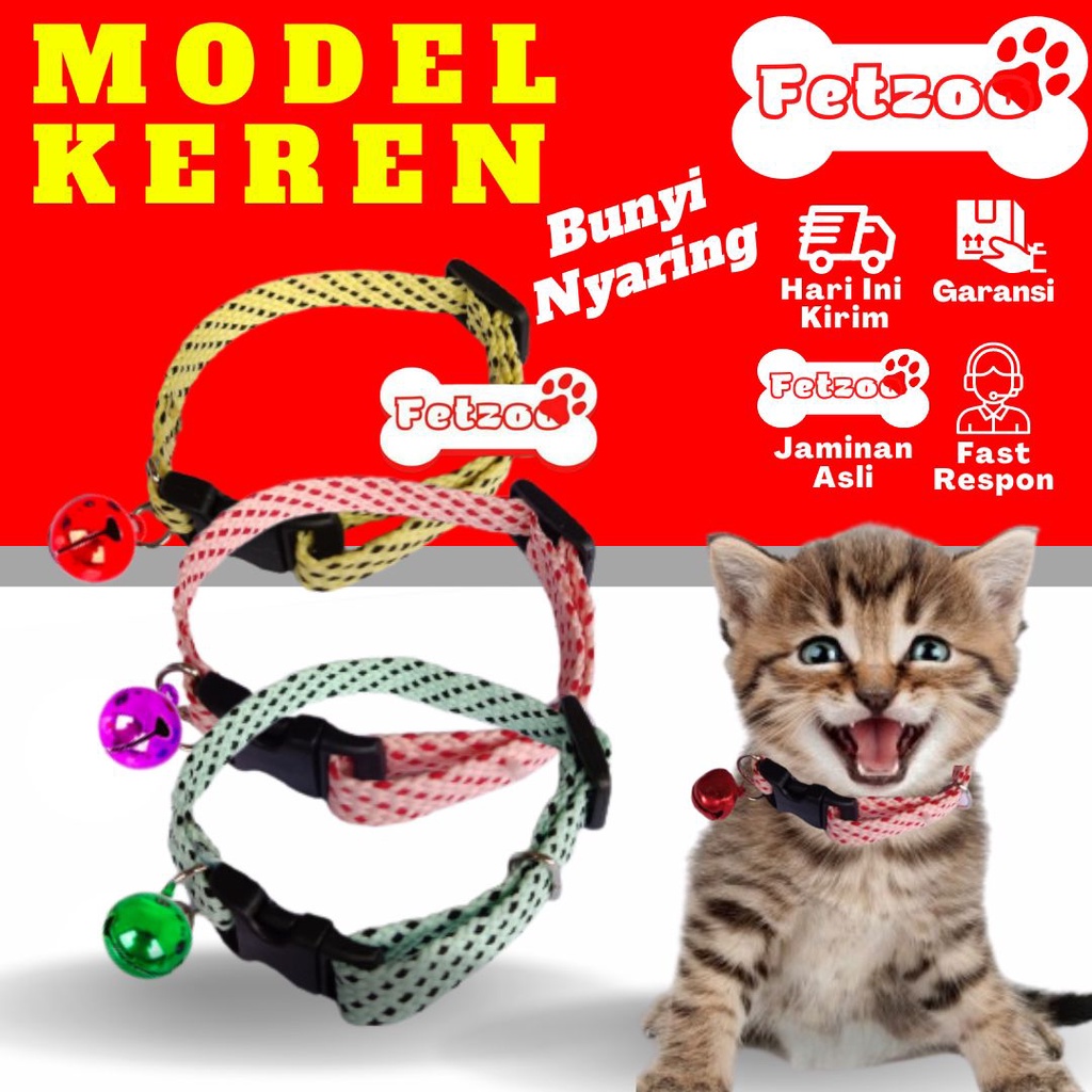 PRUSIK LONCENG - Kalung Kucing Kalung Lonceng Kucing Aksesoris Kucing Fashion Kucing Penanda Kucing FETZOO