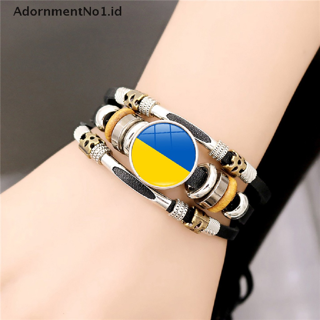 [AdornmentNo1] Gelang Manik-Manik Perhiasan Bendera Multilayer Gelang Kulit PU [ID]