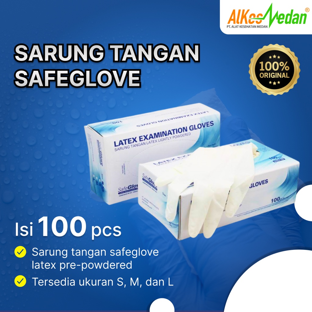 SARUNG TANGAN SAFEGLOVE POWDERED LATEX KARET ALKESMEDAN ALKES MEDAN
