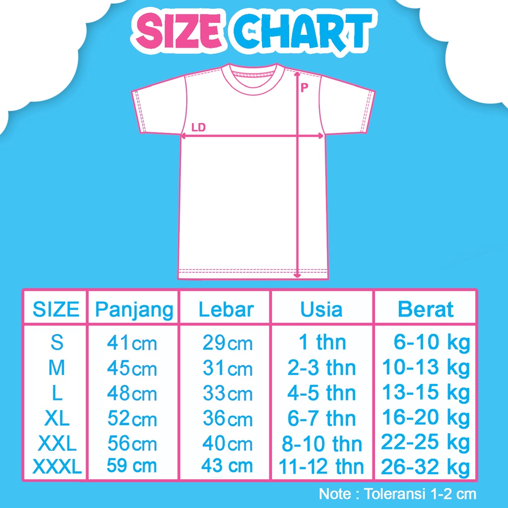 Kaos Custom Karakter Anak Lucu Dan Menarik Desain Karakter Bisa Pilih Sendiri 1-12 Tahun Unisex