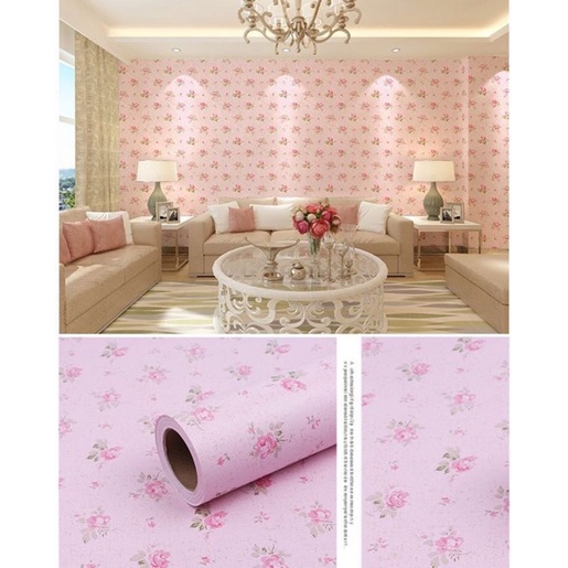 Wallpaper Dinding Bunga Pink Dasar Pink