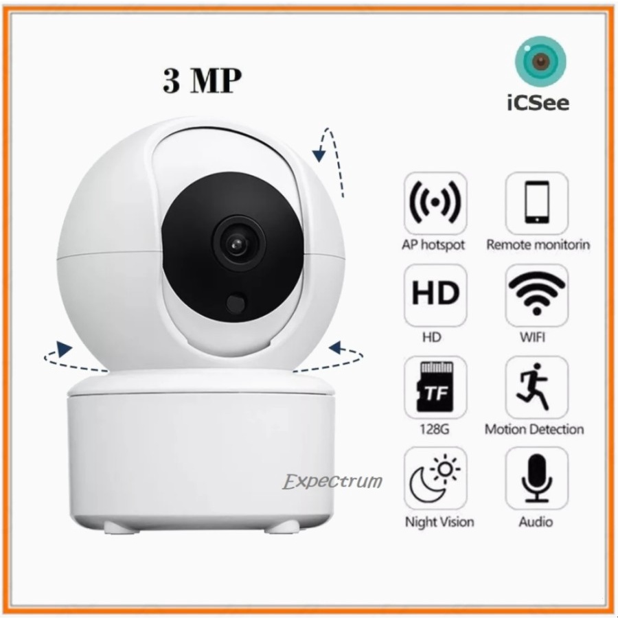 Smart IP Camera ICSEE 3MP UHD Infra Red  IPCAM CCTV ONVIF H265X