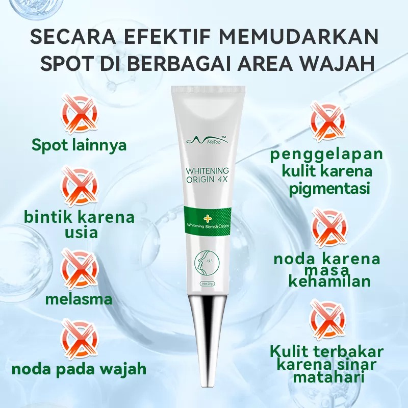 (BPOM) Metoo 4X Whitening Origin Blemish Cream 20g | Symwhite 377 | Advanced Alpha Arbutin | Menghilangkan Bekas Jerawat | Noda Hitam