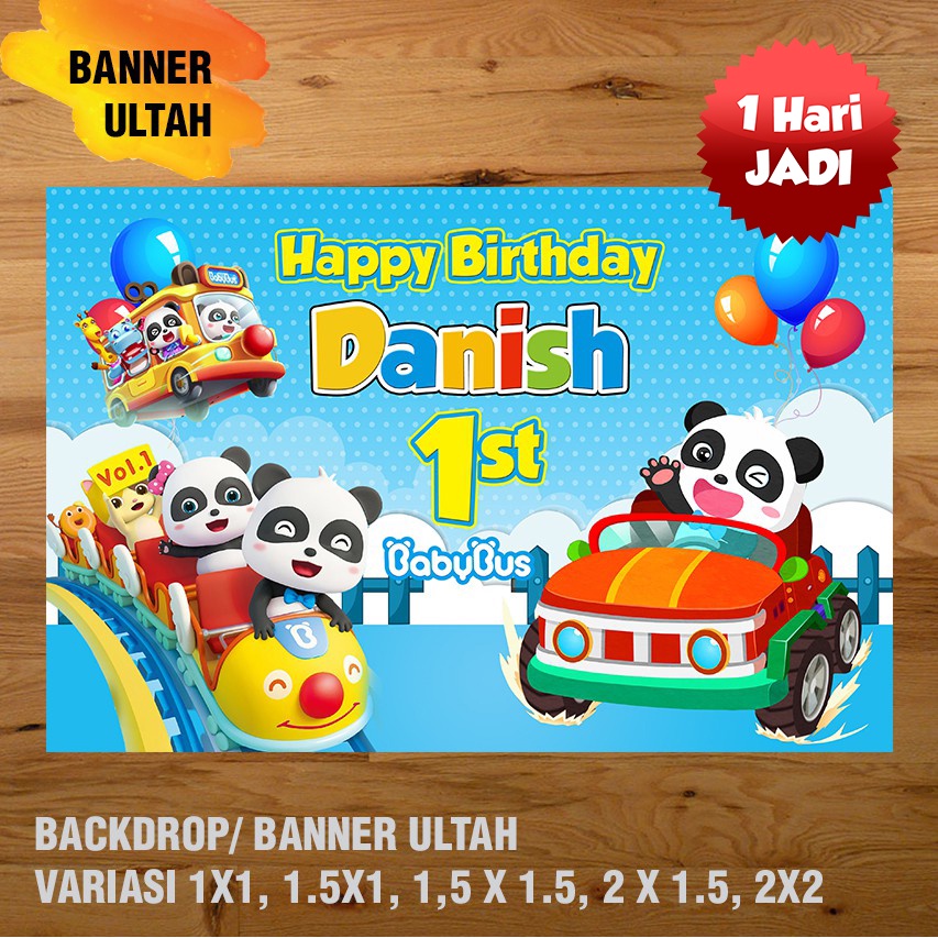 BABY BUS BANNER/ BACKDROP/ SPANDUK ULANG TAHUN UL-TAH