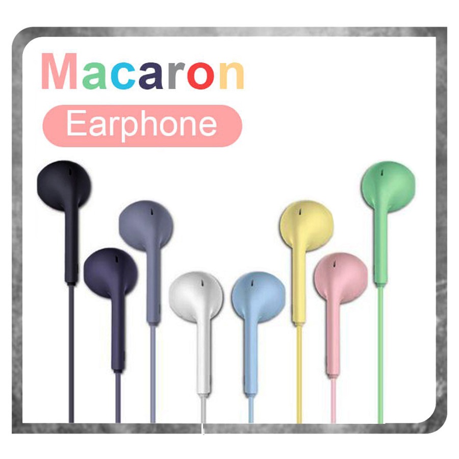 HEADSET MACARON U19 Hifi Stereo Extra Bass Handsfree Matte Colorfull Earphone Jack With Mic microphone