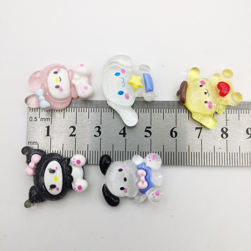 （5 Pcs）RESIN SANRIO BENING / RESIN CLAY TRANSPARANT KUROMI CINNAMOROLL/ MELODY