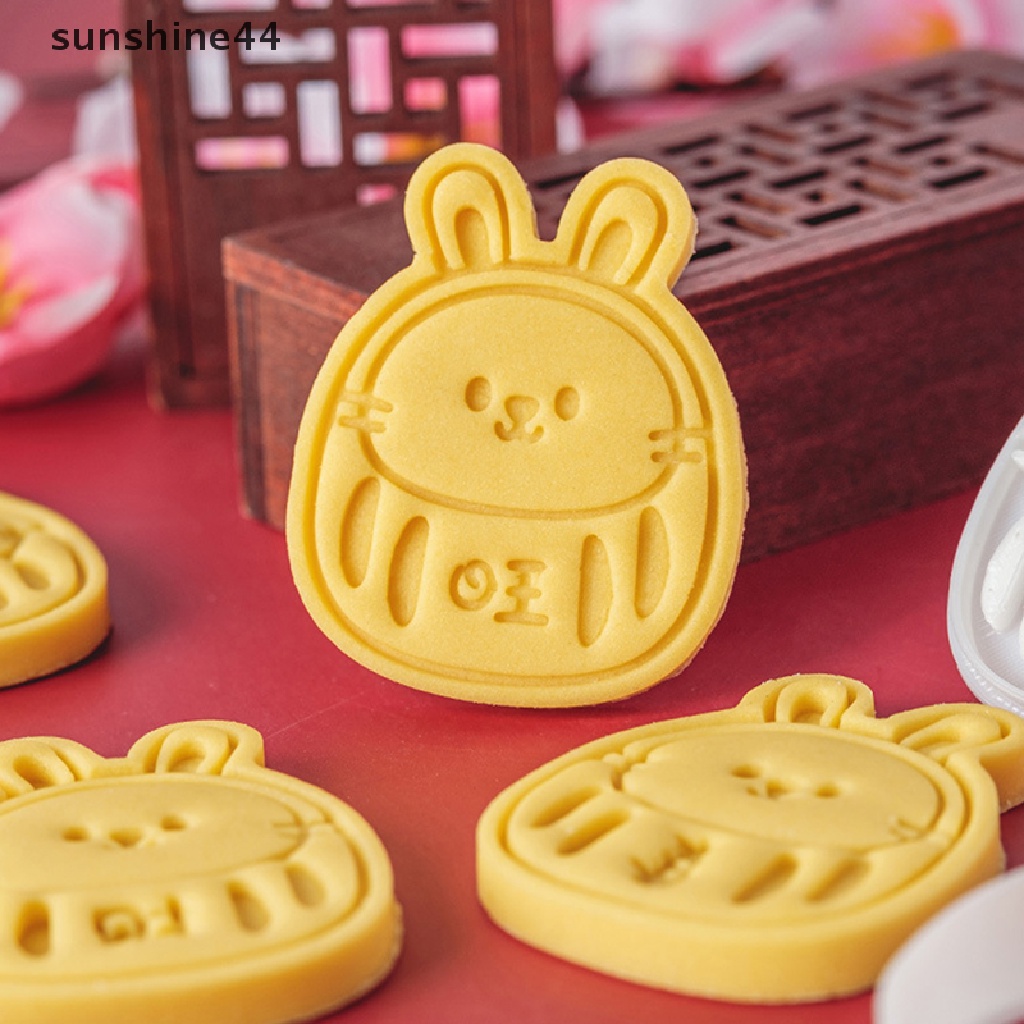 Sunshine Cetakan Biskuit Bentuk Kelinci Tahun Baru Fondant Pastry Cutter Baking Cookies Mold.