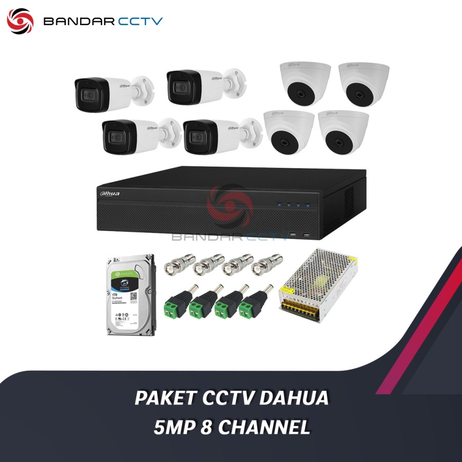 Paket CCTV Dahua 5MP 8 Channel Tanpa Kabel