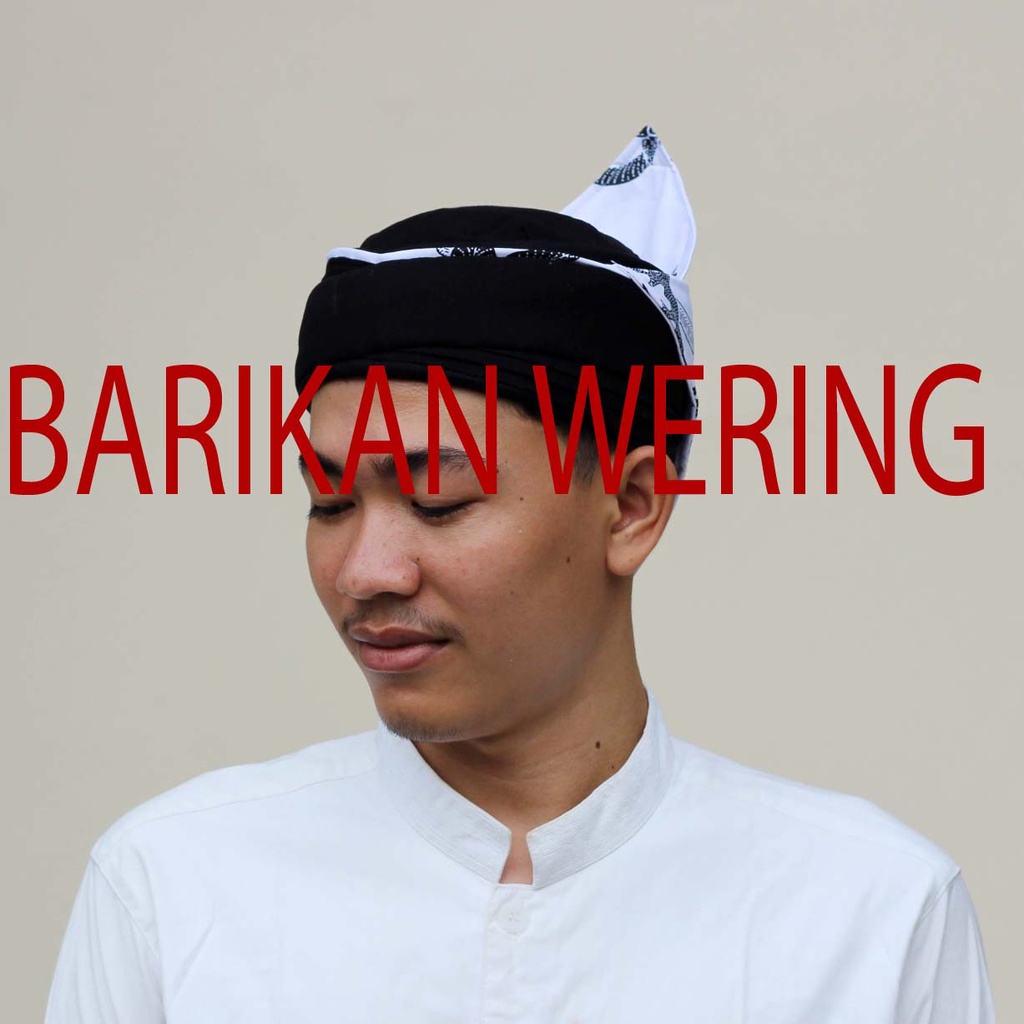 Iket Kepala Sunda Kombinasi Makuta Naga & Candra Sumirat Hitam Motif Batik Putih - Iket Blangkon Sun