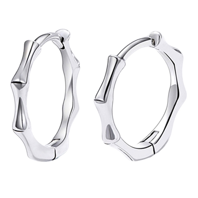 925 Sterling Silver Bamboo Earrings Stud Anting Wanita Pria Perak Fashion Hypoallergenic Perhiasan