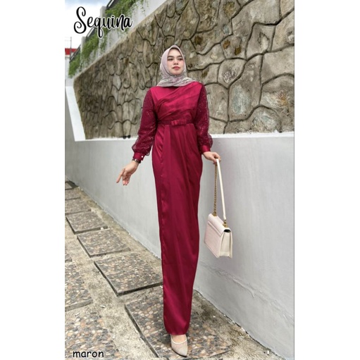 Sequina Gamis Satin Pesta Bridemaids Kondangan