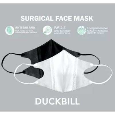 Masker Duckbill isi 50 Pcs 3 Ply Masker Kesehatan Duckbil Putih/hitam