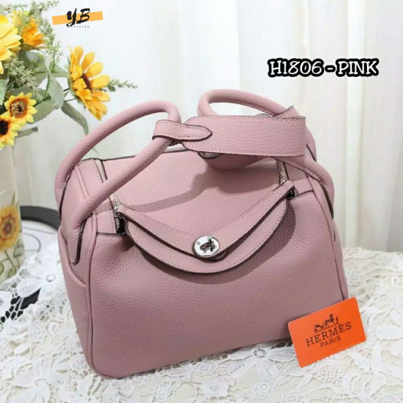 Tas Slingbag Satu Set Dompet 4588Hermes Lindyy Size 26 Cm Warna Pink Peach Kulit Jeruk Premium | Tas