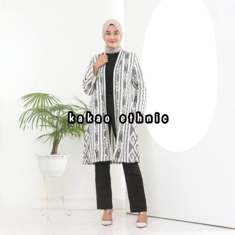 [Ready Stok] Cardigan Toraja series, Long Cardigan Eti, Cardigan tenun Troso, outer tenun ethnic, busana wanita tenun.