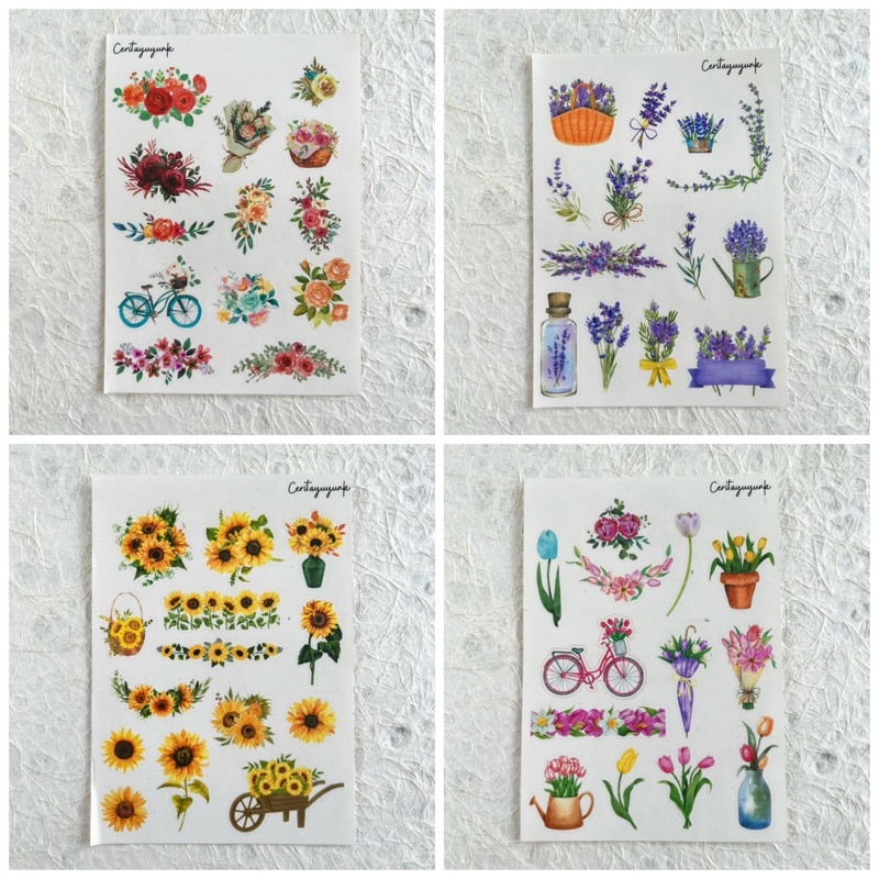 

sticker sheet rose tulip sunflower lavender for scrapbook journal journaling bujo