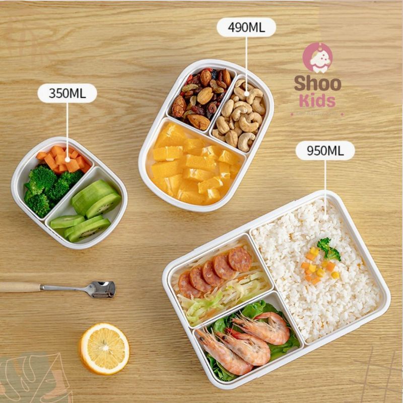 SHOOKIDS Kotak Makan Lunch Box Bento Kotak Bekal Putih Minimalis Transparan