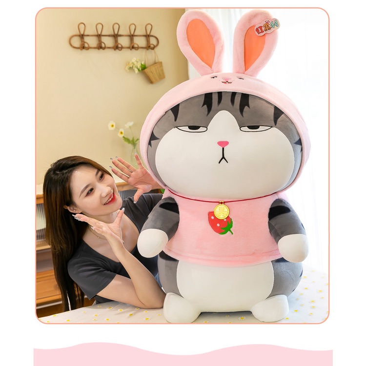 Boneka Kucing Hoki Kostum Bunny Bahan Plush
