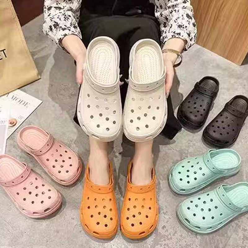 Mainland Sandal Baim Slop Wanita Sendal Crocs Lubang Pin Jibbits Tempelan Stiker Lucu Kekinian HSN124