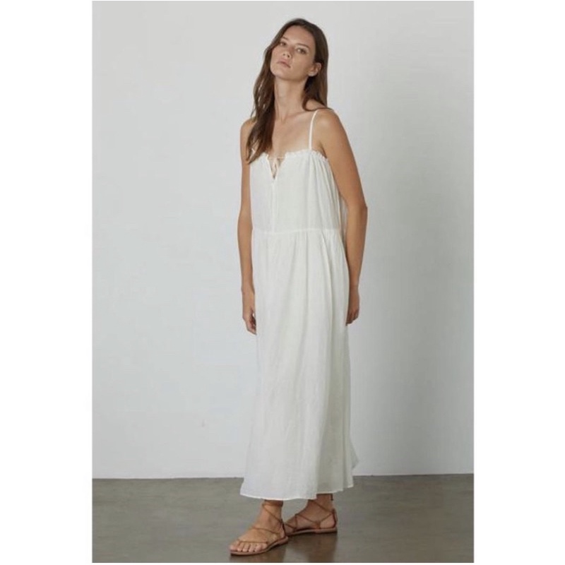 Dress pantai putih VIENNY Beach Maxi Dress Baju pantai wanita midi basic style dress perempuan