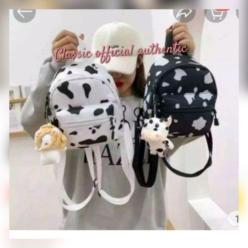 Tas Ransel Wanita Mini motif Cow Sapi