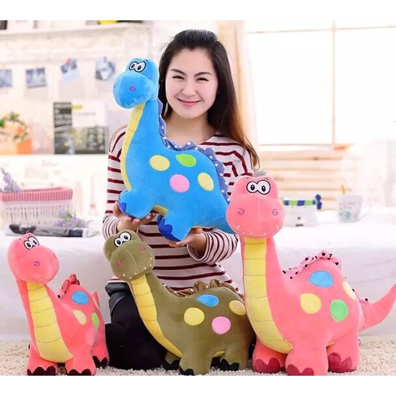 Boneka Dinosaurus Tompel Warna Warni Lembut 6 Pilihan Warna Berlabel SNI