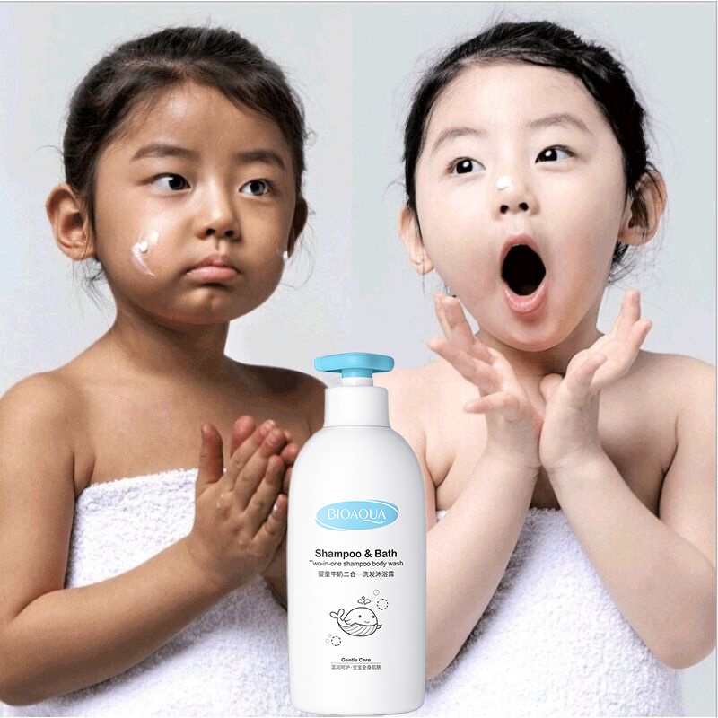 Sabun mandi bayi Sabun mandi cair Sabun pemutih badan Sampo anti ketombe Sampo bayi Anti-dandruff shampoo 500ml Botol untuk penggunaan ganda, bisa keramas dan mandi dan tidak menyebabkan iritasi