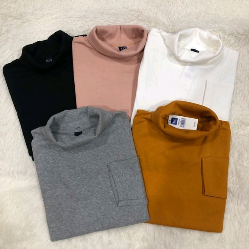 Turtleneck Rib Cewek Cowok / Kerah Tinggi Lengan Panjang Wanita/Pria