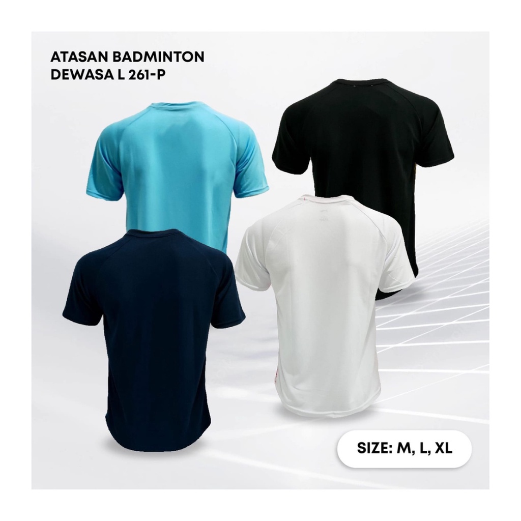 Kaos bulutangkis pria L261 baju badminton atasan olahraga jersy wanita dewasa t-shirt outfit seragam kostum jersey casual suit pakaian jarsey oblong apparel sport jersi sudirman thomas uber cup bulu tangkis skyblue polos