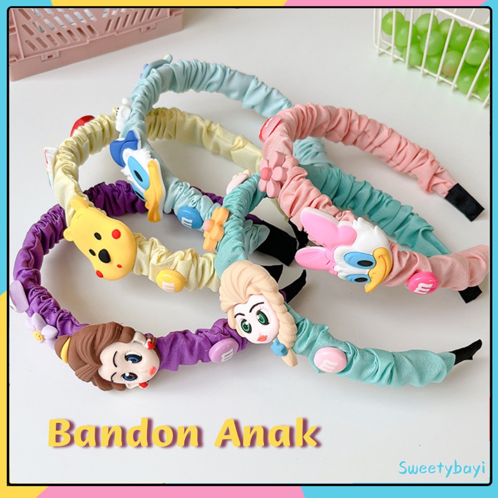 SweetyBayi Bando scrunchie karakter Bandana anak perempuan import headband anak lucu