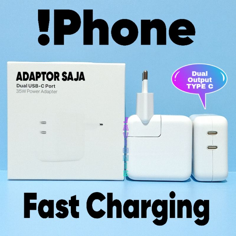 Batok Adaptor Kepala Charger Casan iP 11 12 13 14 Pro Max Mini Plus SE Fast Charging USB C to Lightning 18W 20W 25W 35W