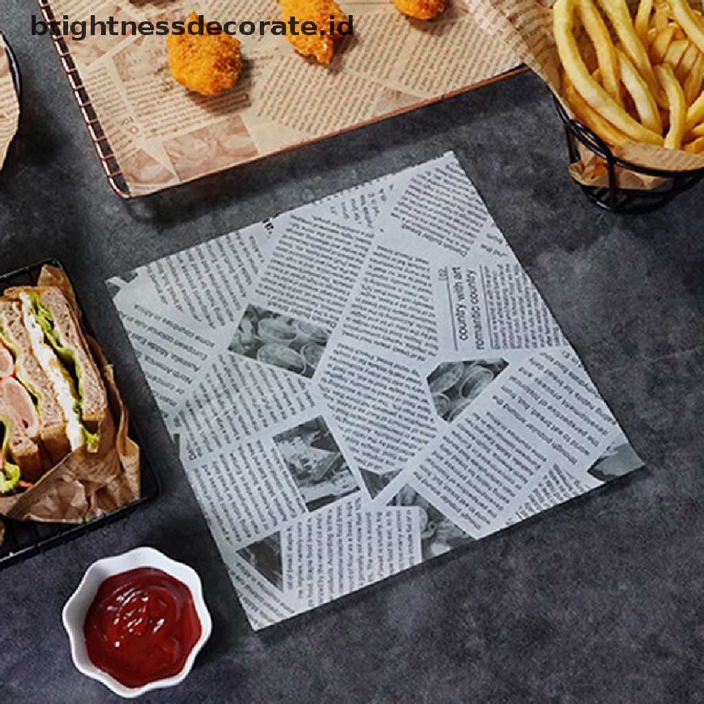 [Birth] 30lembar Kertas Lilin Anti Minyak Roti Sandwich Burger Fries Wrapping Paper [ID]