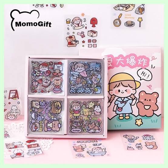 SERBA5000 - 1 Pack 100pcs Sticker Momo Aesthetic Stiker Buku Diary Tumbr Botol Lucu