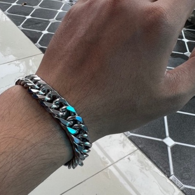 gelang tangan titanium rantai sisik jumbo panjang gelang 19 cm