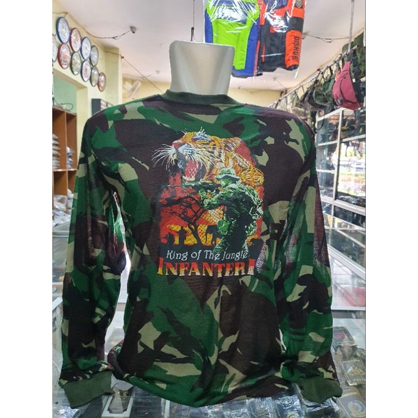 Kaos bantalan Loreng Infanteri | Kaos Panjang Loreng | Kaos Loreng Logo Army lengan panjang