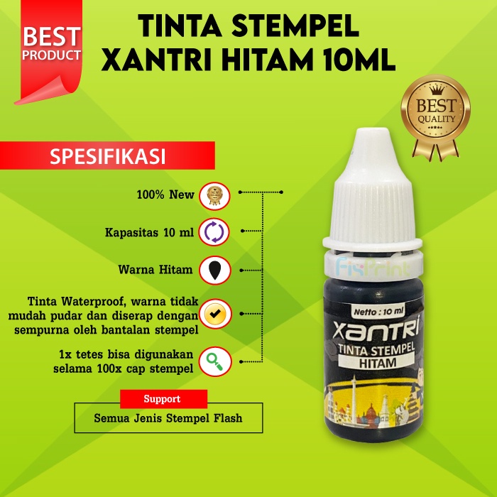 Tinta Isi Ulang Stampel Stempel Flash Warna Anti Luntur 10 ml Refill Ink Stamp Stampel HItam Biru Merah Pink Hijau Orange Ungu 10ml