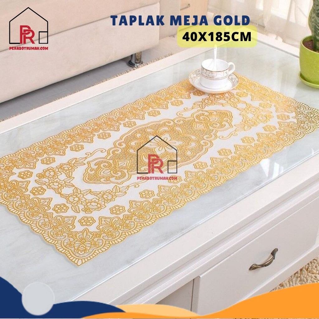 Taplak Meja Tamu Gold Persegi Panjang - LB / Alas Meja Ruang Tamu Aesthetic