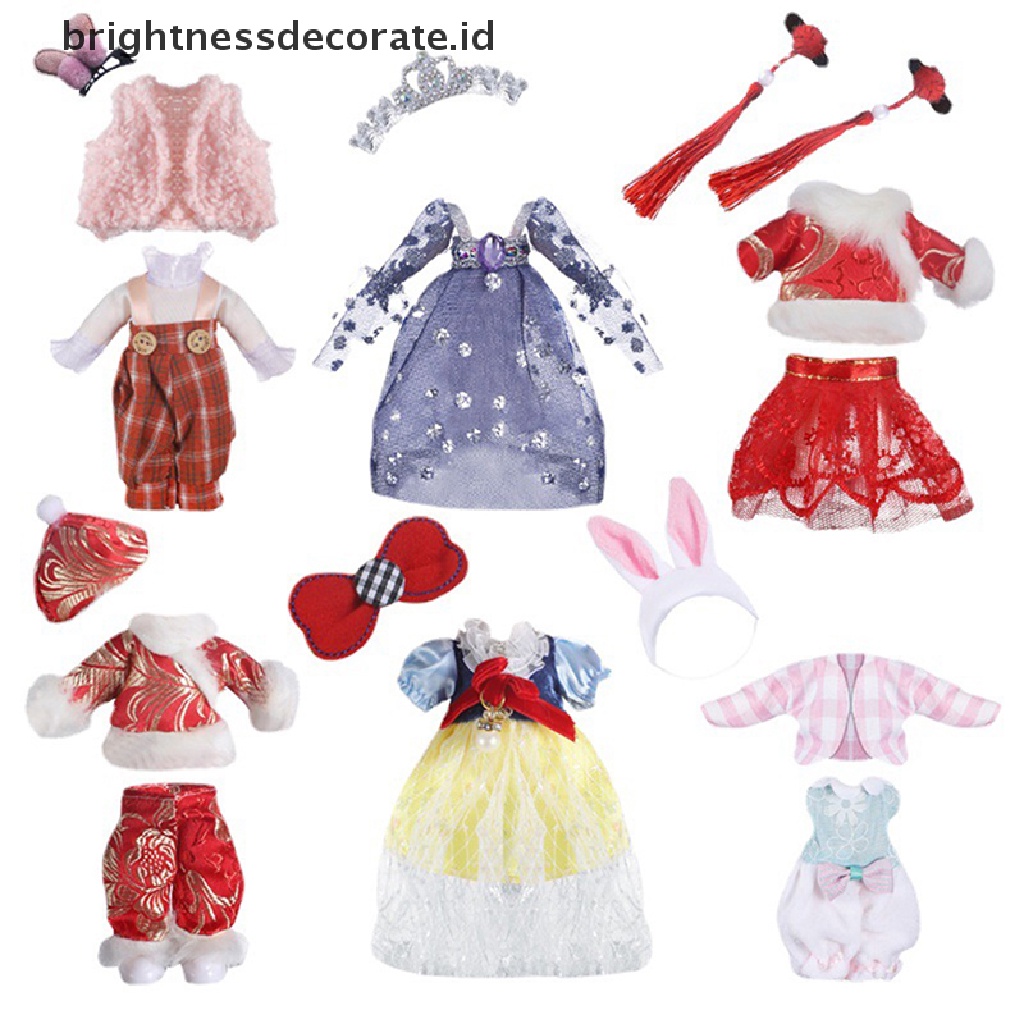 [Birth] 16 cm Boneka ob11 Aksesoris Pakaian Dress Setelan Dress Up Baju Mainan Anak Hadiah [ID]