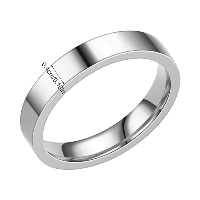 Fashion Stainless Steel Cincin Sederhana 4 mm Glossy Rings Untuk Wanita Pria Pecinta Perhiasan Pernikahan Pertunangan Pesta Fashion Hadiah
