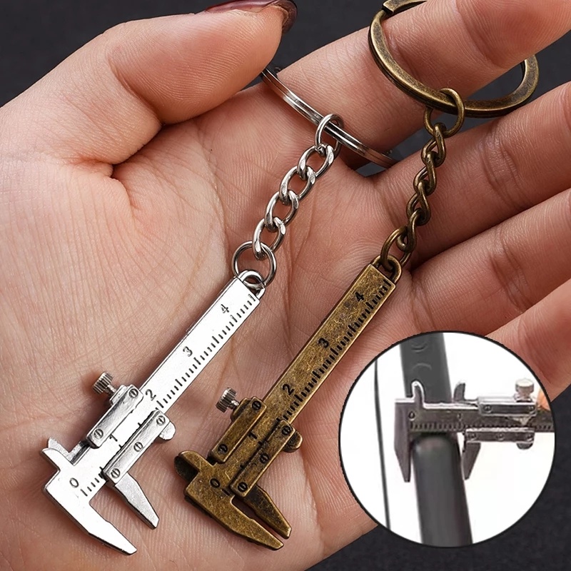 Mini Vernier Caliper Keychain Alat Ukur/Gantungan Kunci Model Simulasi Penggaris Vernier Caliper