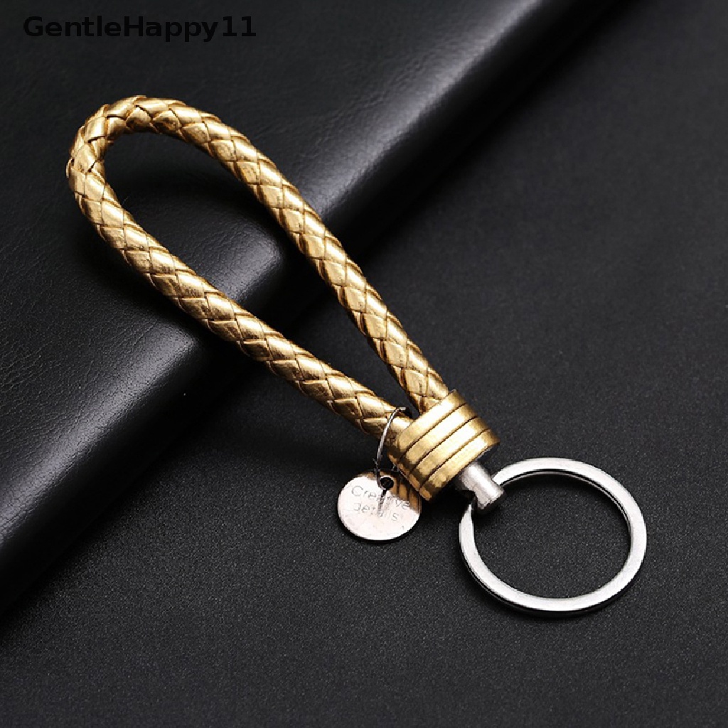 Gentlehappy Kulit PU Kepang Anyaman Tali Gantungan Kunci Tas Liontin Holder Kunci Car Keyring id