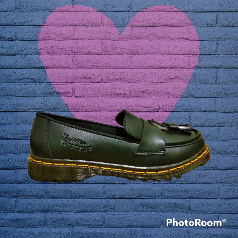 dr. martens sepatu loafers pria wanita unisex autsole kaca dan autsole hitam eu 36-45