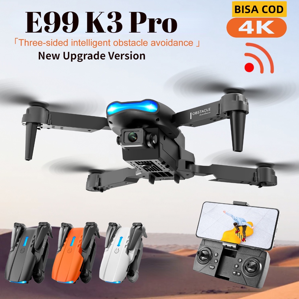 4K HD Dual Kamera Mini Drone E99 K3 WIFI FPV 4-Axis RC Quadcopter Helikopter untuk Anak-anak Pemula