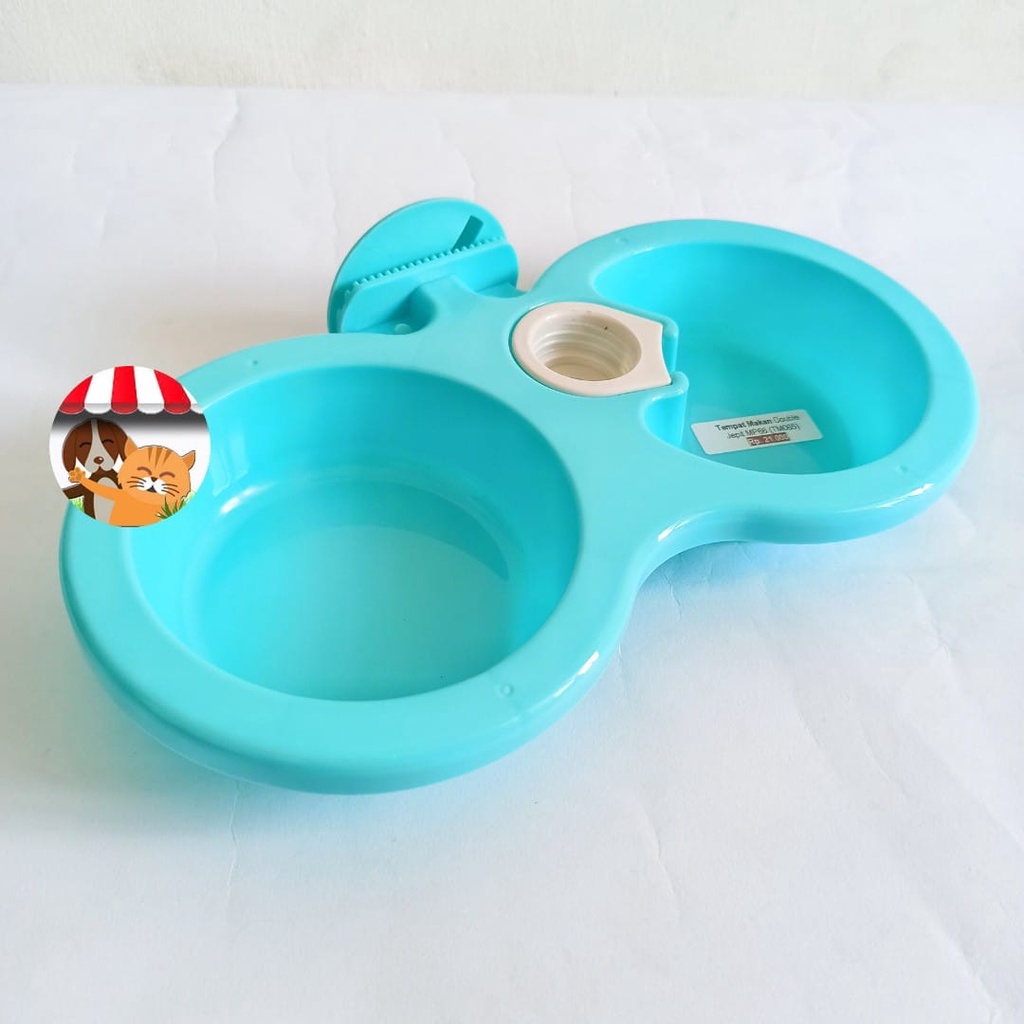 Pet Bowl Double Gantung Kandang Jepit Tempat Makan Minum Anjing Kucing