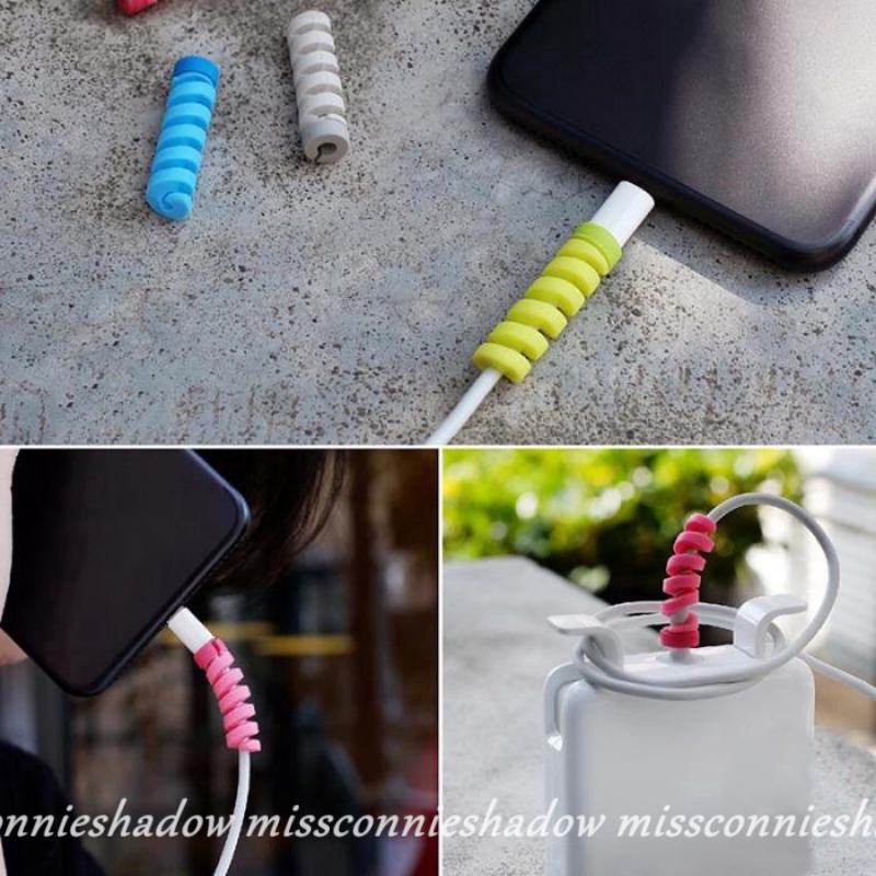 1pc USB Charging Earphone Case Cover Spiral Silikon Pelindung Kabel Data Line Data Silicone Bobbin Winder Pelindung Untuk Semua Ponsel