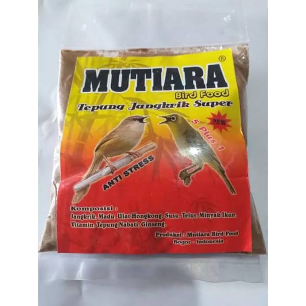 mutiara tepung jangkrik super bubuk protein tinggi pakan burung kicau