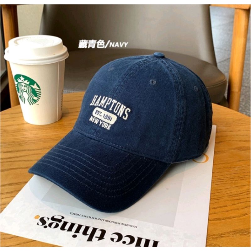 Best Seller - Topi Unisex Cap Hat Cotton Material Bordir Brooklyn Baseball / Baseball Cap Korea Trendy - COD-Navy Hamptons